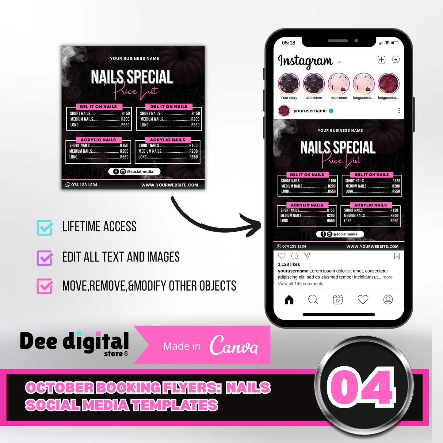 October Booking Nails Flyer Bundle 001 – Editable Canva Template
