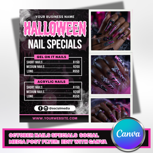 🎃 October Nail Specials & Halloween Flyer Template