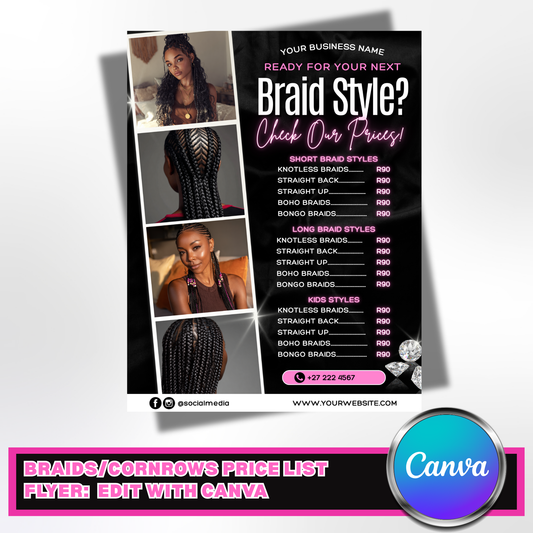 💇‍♀️ Braids Price List Flyer 001
